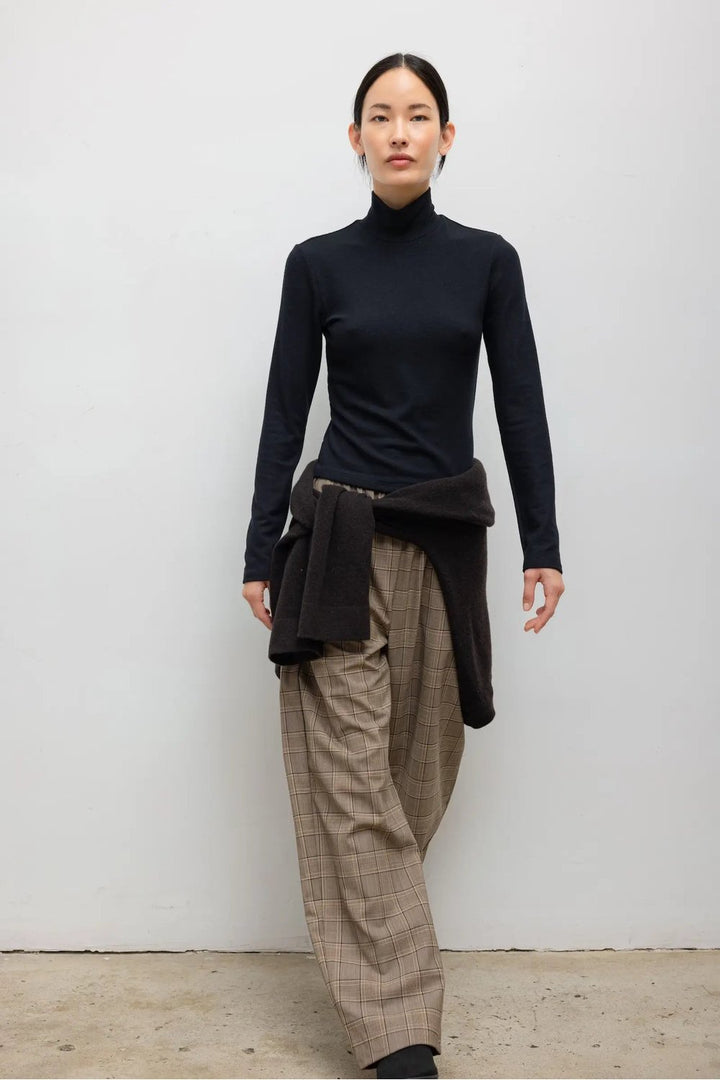 LESET Lauren Long Sleeve Turtleneck in Black, full-length styled view