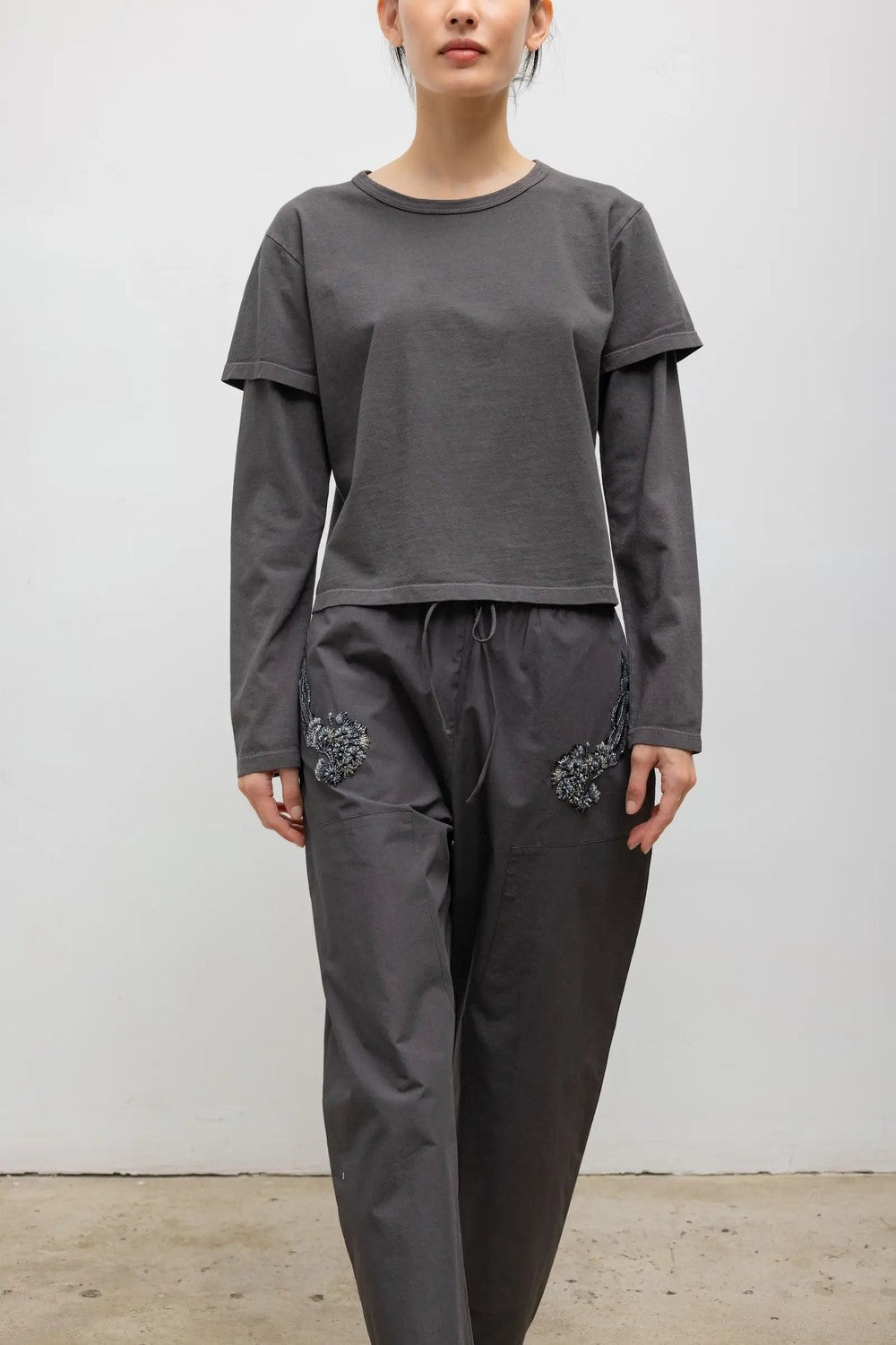 LESET Margo Layered Long Sleeve, Slate — Grethen House