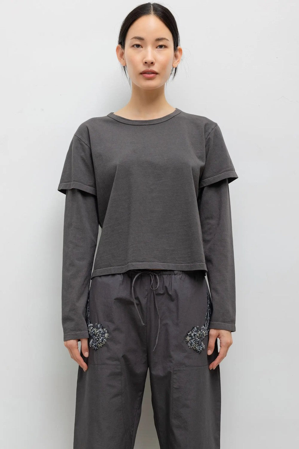 LESET Margo Layered Long Sleeve, Slate — Grethen House