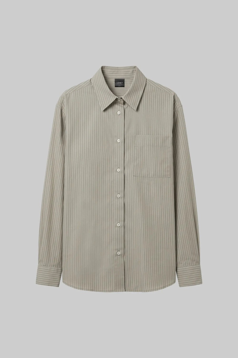 LESET Yoshi Stripe Classic Button Down, Olive Stripe — Grethen House
