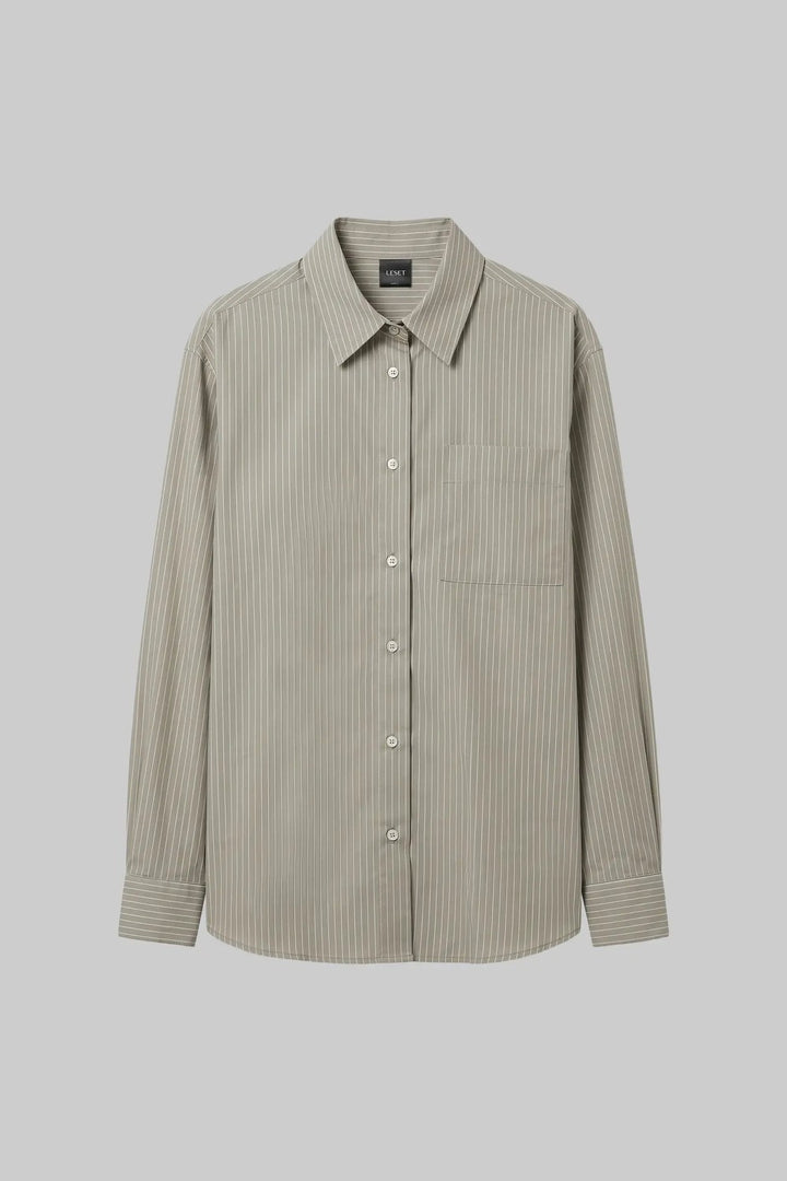 LESET Yoshi Stripe Classic Button Down, Olive Stripe — Grethen House