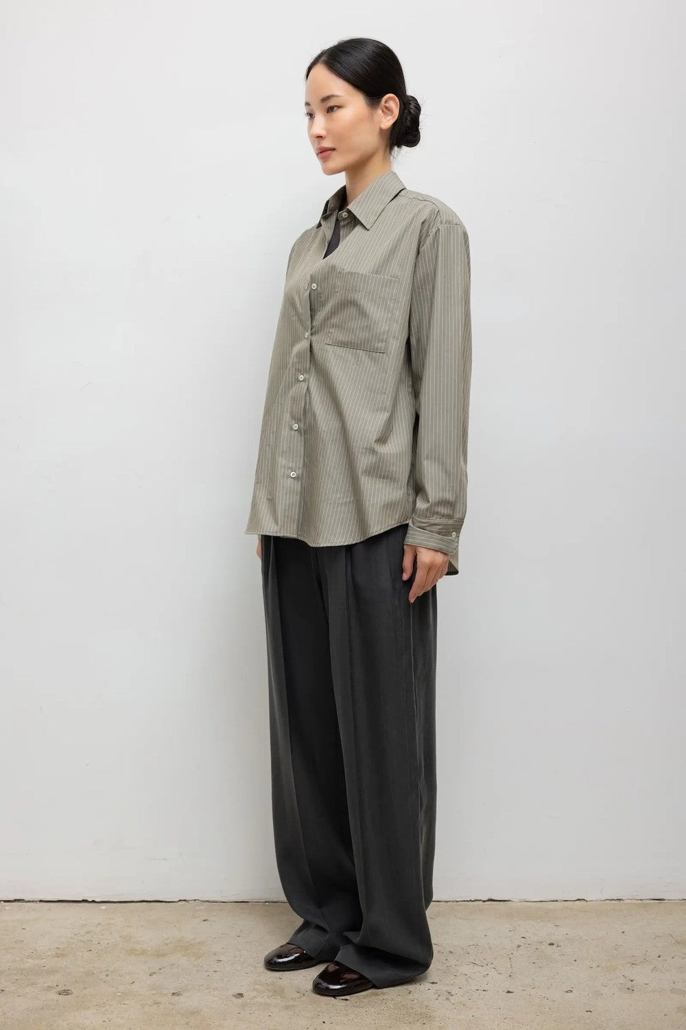 LESET Yoshi Stripe Classic Button Down, Olive Stripe — Grethen House