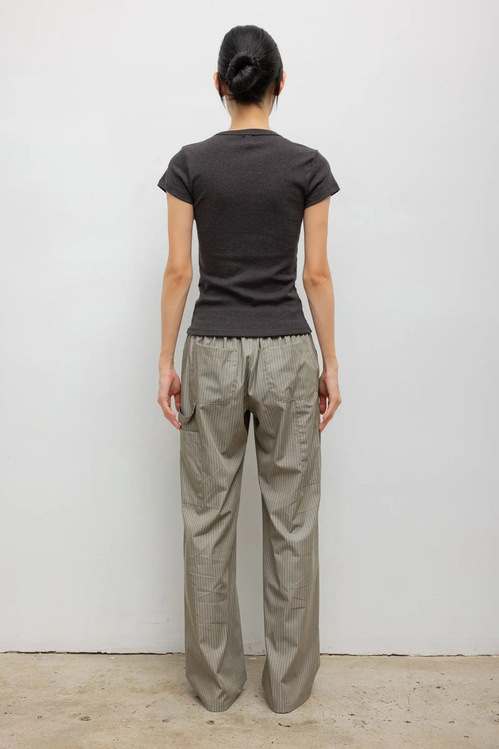 LESET Yoshi Stripe Painter Pant, Olive Stripe — Grethen House