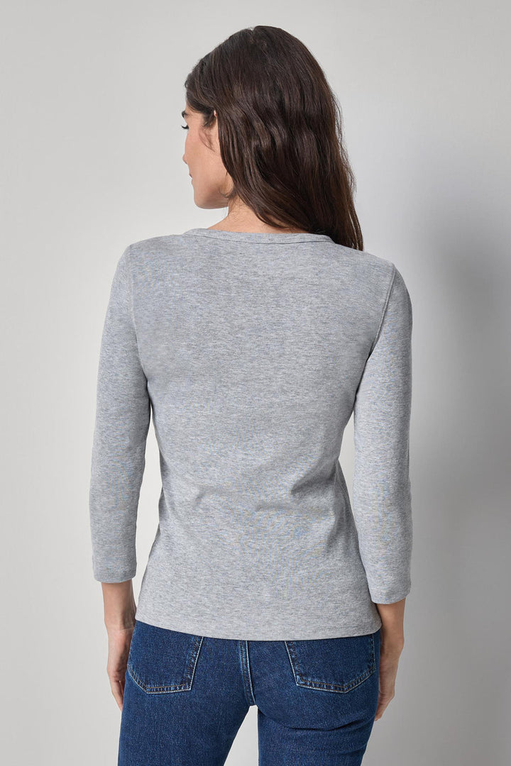 Lilla P 3/4 Sleeve Crew Tee, Heather Grey — Grethen House