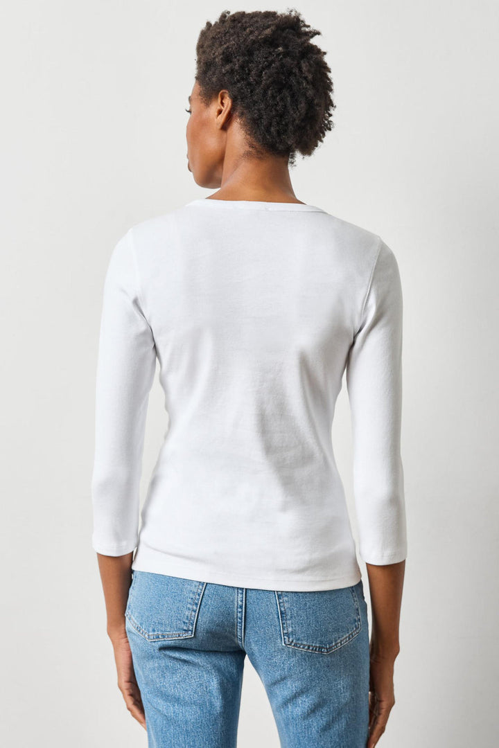 Lilla P 3/4 Sleeve Crew Tee, White — Grethen House