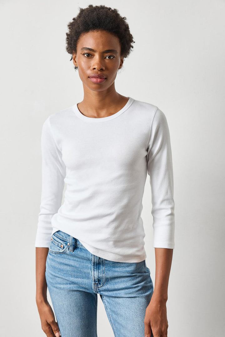 Lilla P 3/4 Sleeve Crew Tee, White — Grethen House