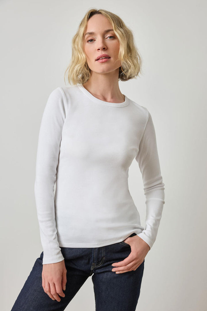 Lilla P Long Sleeve Crew Tee, White — Grethen House