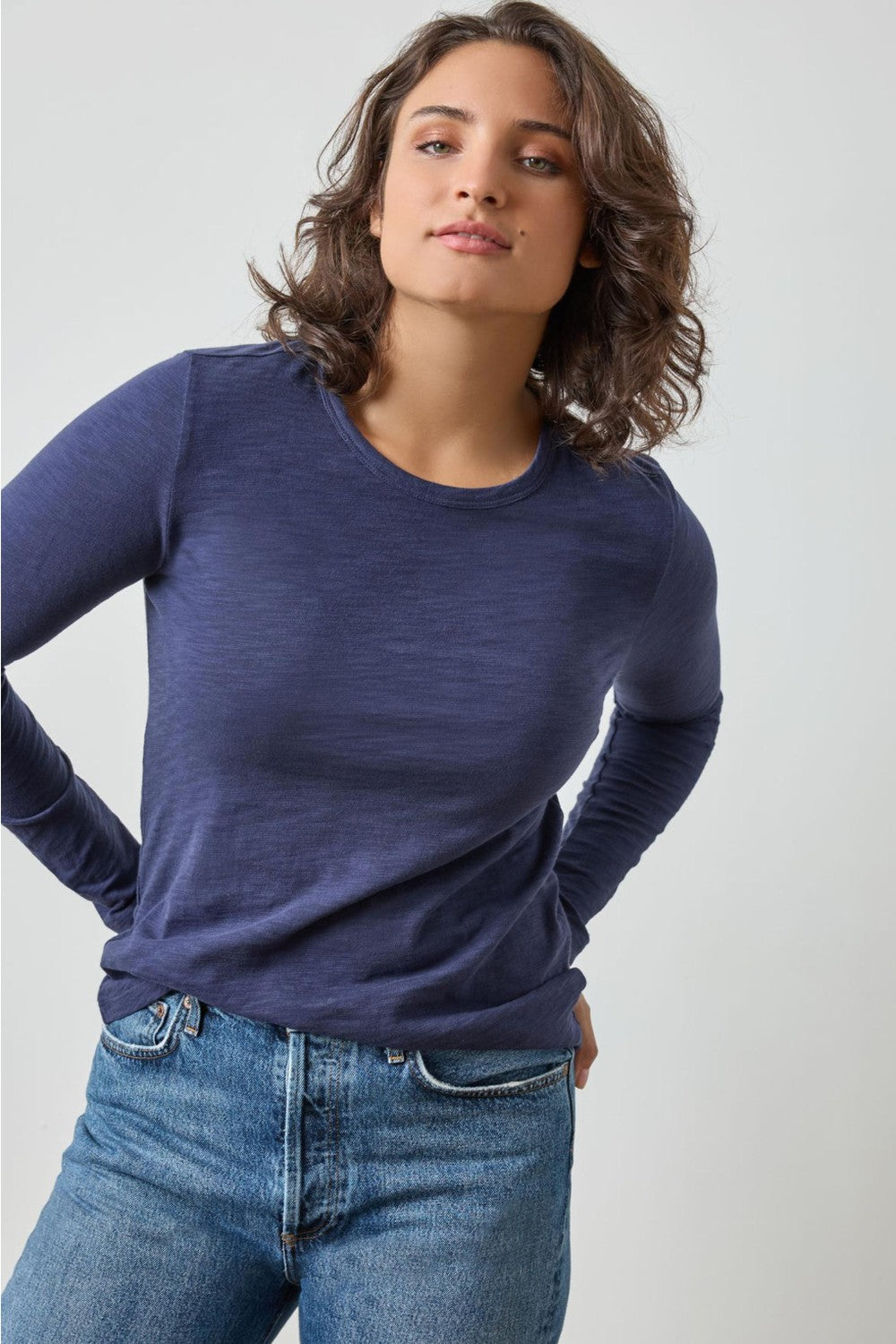 Lilla P Long Sleeve Back Seam Crewneck Tee