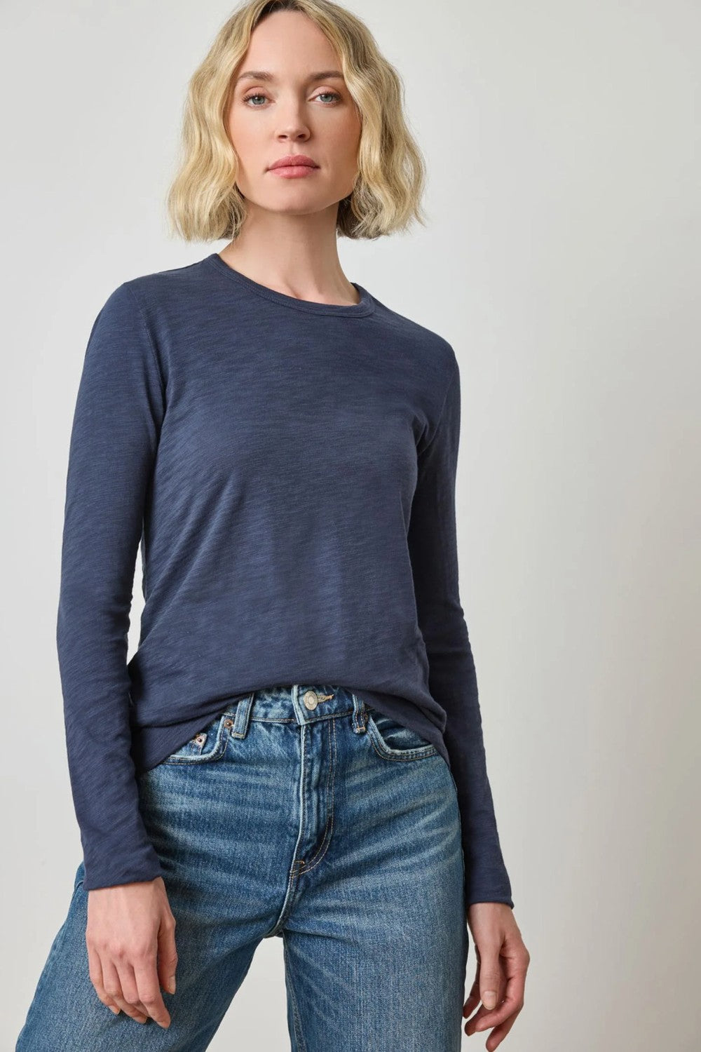 Lilla P Long Sleeve Back Seam Crewneck Tee