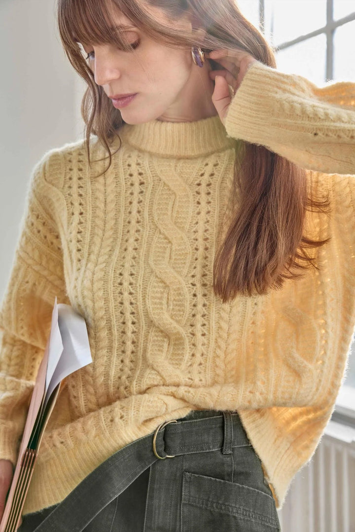 Lilla P Relaxed Cable Knit Sweater