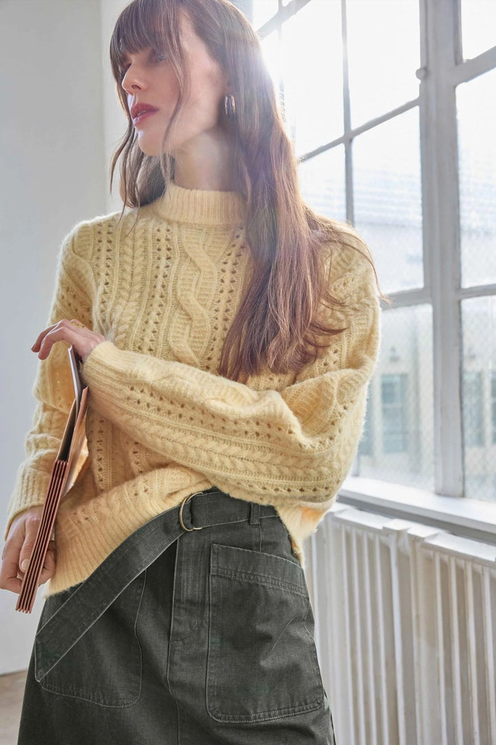 Lilla P Relaxed Cable Knit Sweater