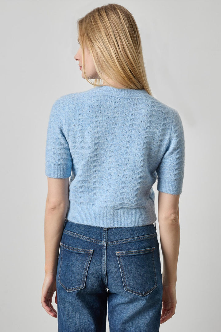 Lilla P Short Sleeve Crewneck Cardigan