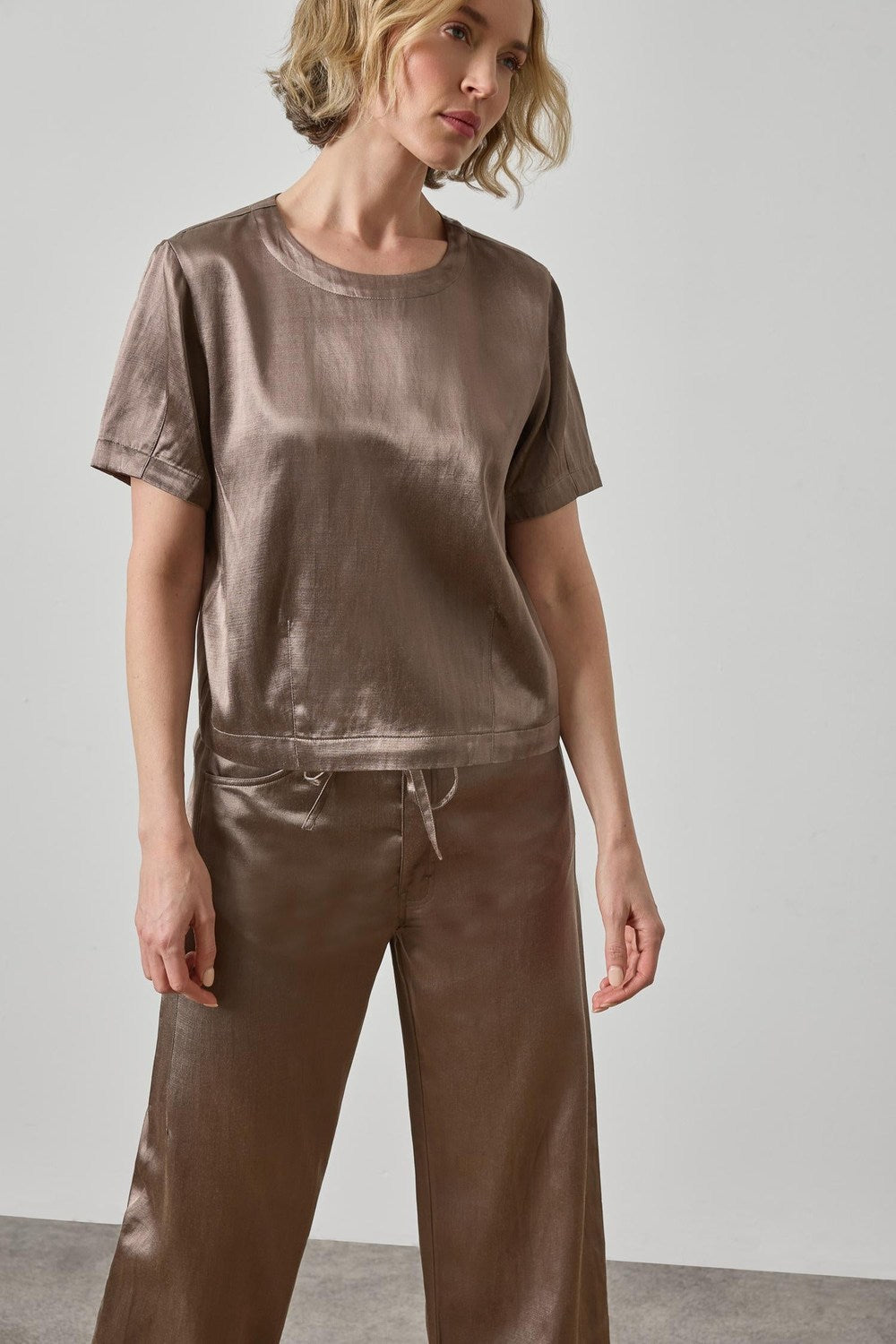 Lilla P Slub Woven Darted Top, Shiitake — Grethen House