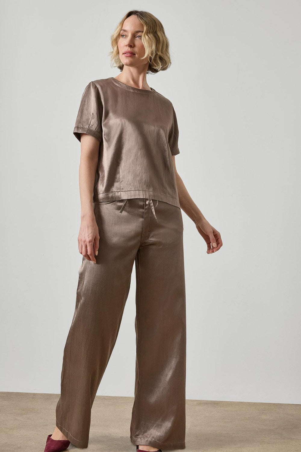 Lilla P Slub Woven Darted Top, Shiitake — Grethen House
