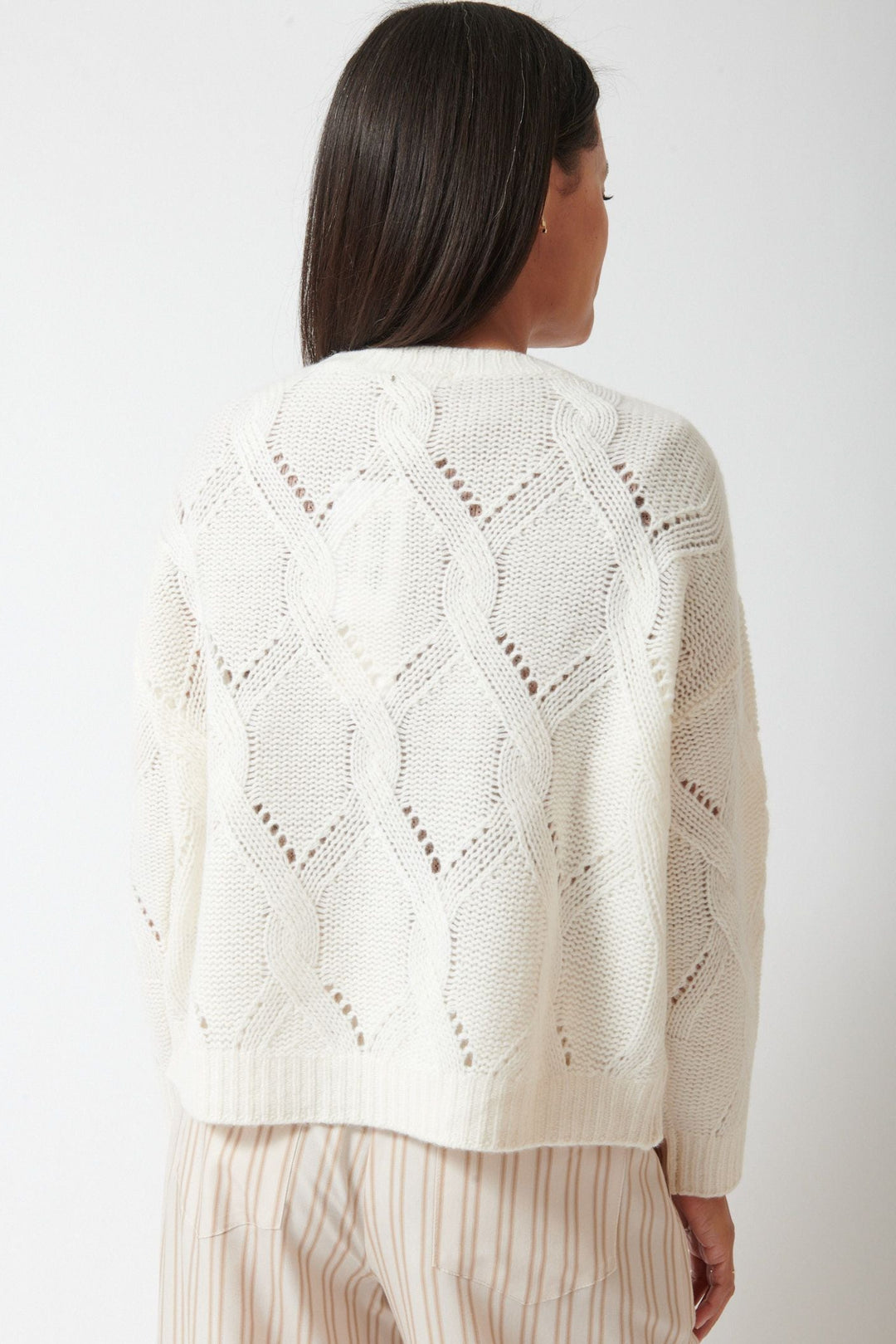 Amanda wearing Sablyn Gia Slouchy Crewneck Sweater rear view