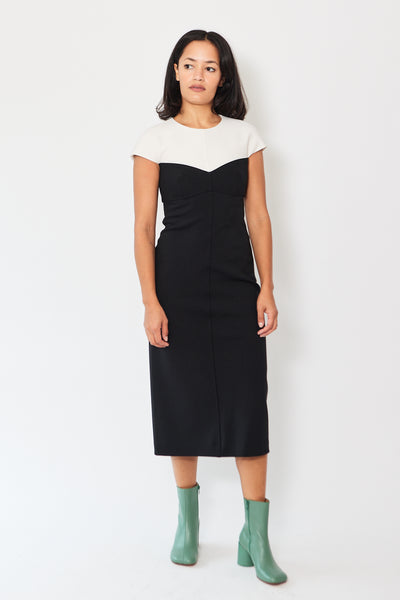 Front of Mantu Attached Bustier Dress on a model