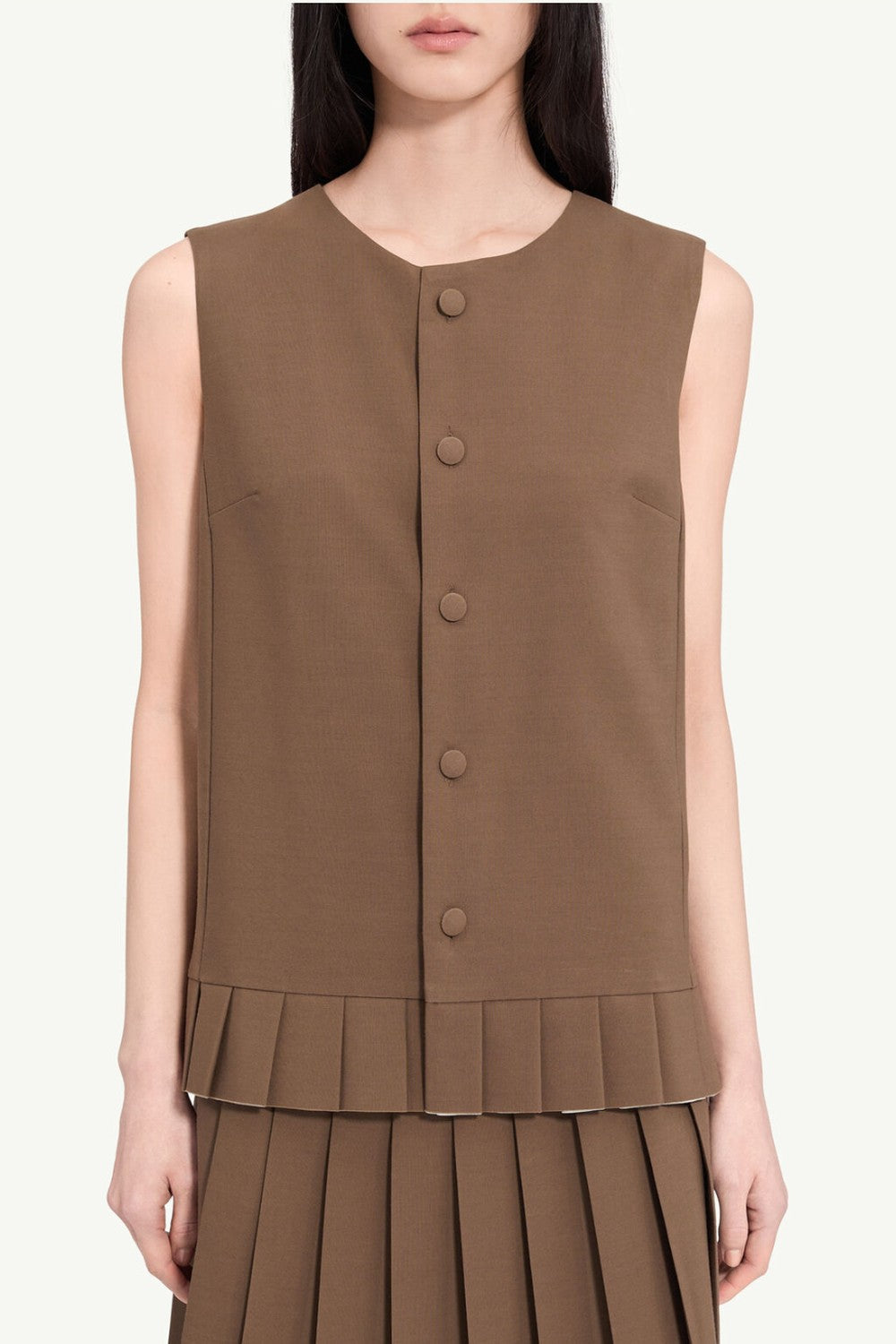 MM6 Maison Margiela Light Wool Blend Pleated Hem Top