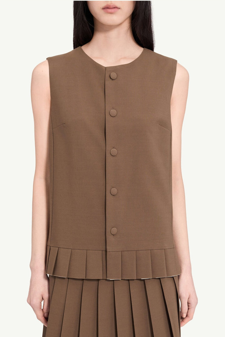 MM6 Maison Margiela Light Wool Blend Pleated Hem Top
