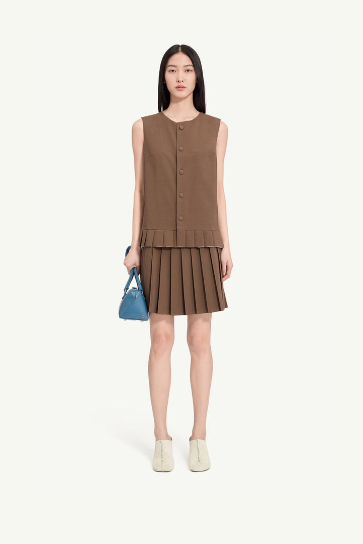 MM6 Maison Margiela Light Wool Blend Pleated Hem Top