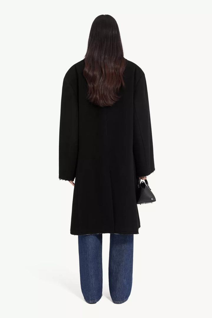 MM6 Maison Margiela Oversized Raw Edge Double Breasted Long Coat