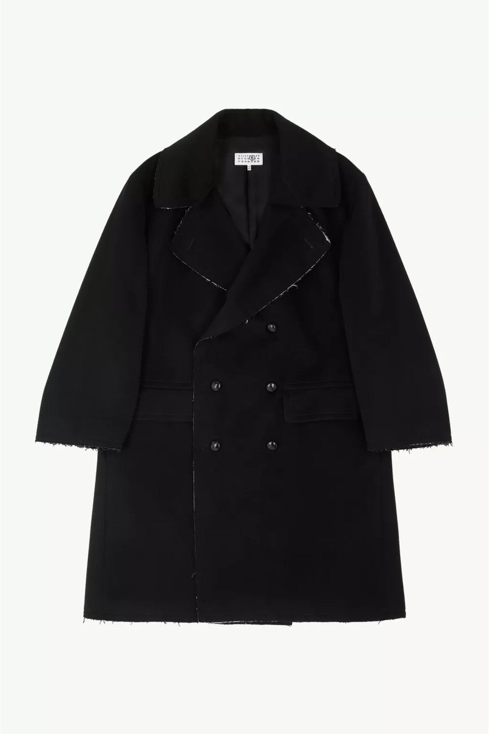 MM6 Maison Margiela Oversized Raw Edge Double Breasted Long Coat