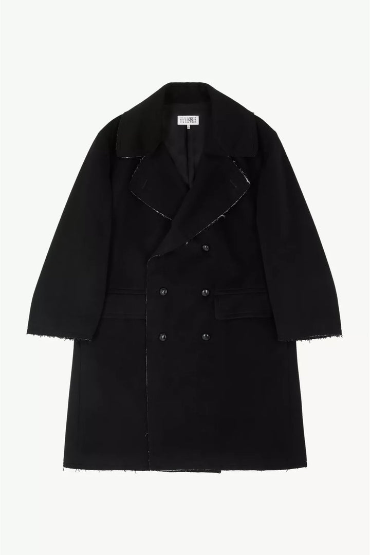 MM6 Maison Margiela Oversized Raw Edge Double Breasted Long Coat