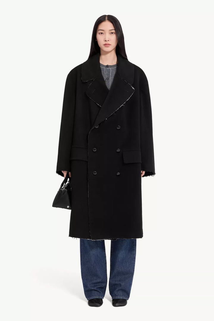 MM6 Maison Margiela Oversized Raw Edge Double Breasted Long Coat