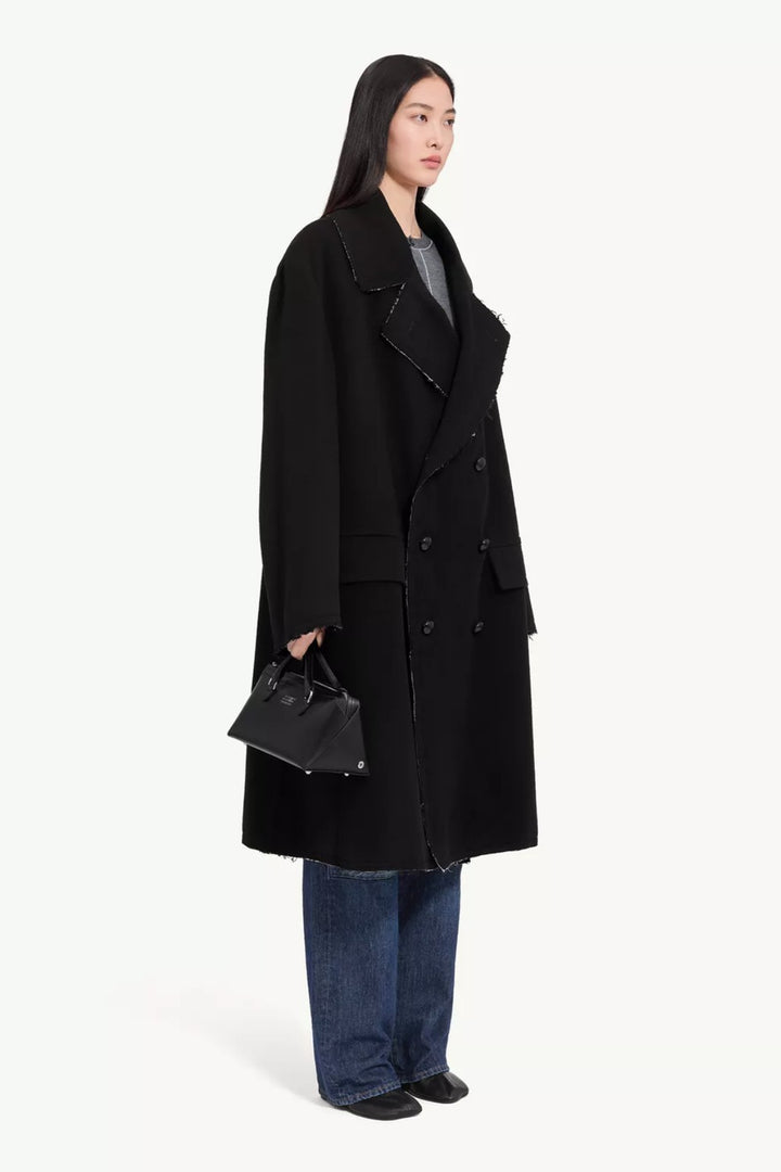 MM6 Maison Margiela Oversized Raw Edge Double Breasted Long Coat