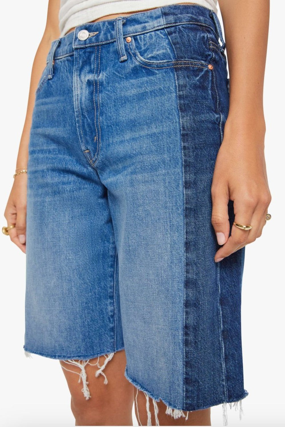 Mother Denim Mid Rise Maven Bermuda Fray