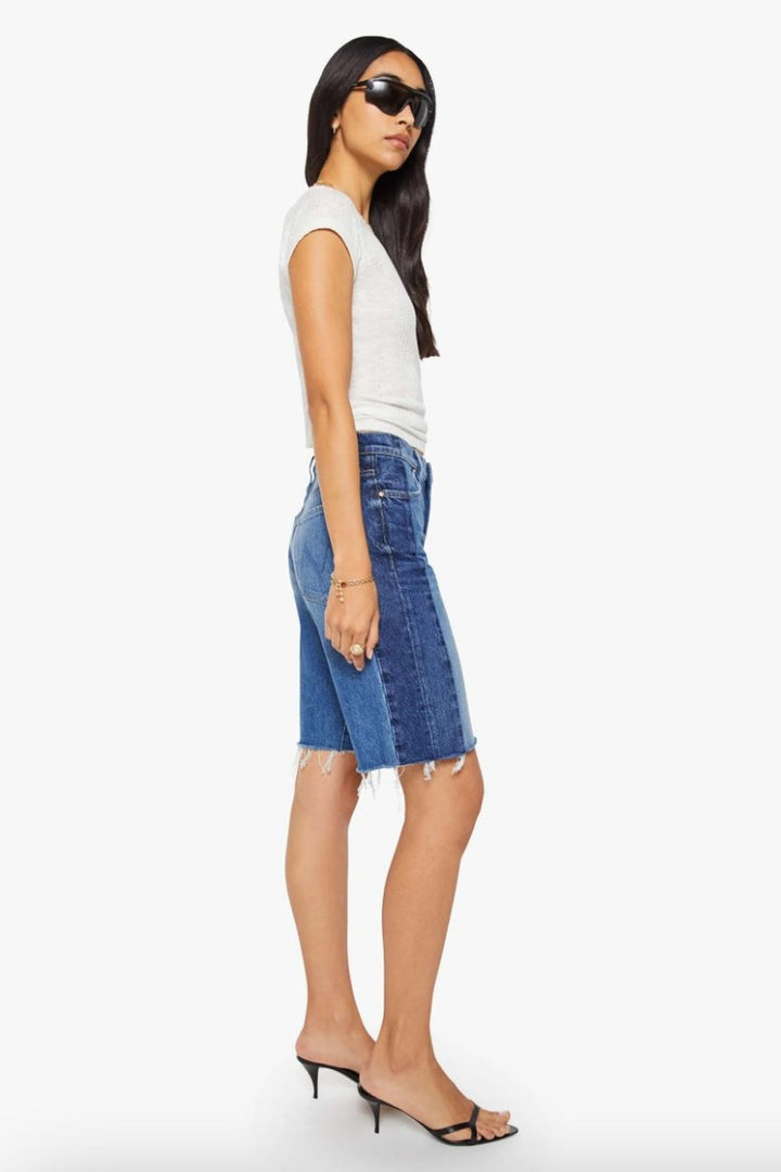 Mother Denim Mid Rise Maven Bermuda Fray