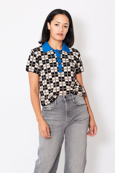Front of Mother Denim The Offsides Henley on a model