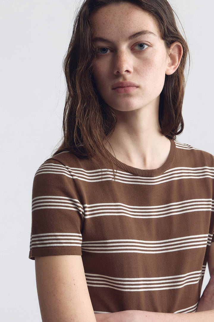 Nili Lotan Lanise Stripe Short Sleeve Sweater