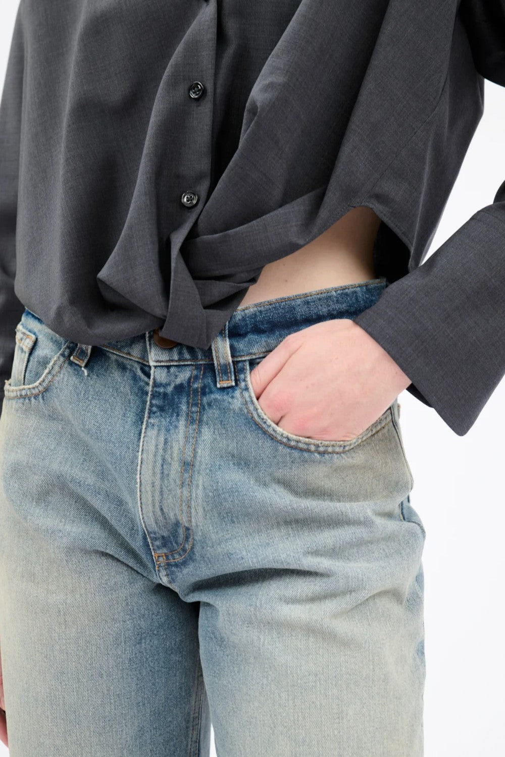 Odeeh Light Oxford Wool Diagonal Shirt