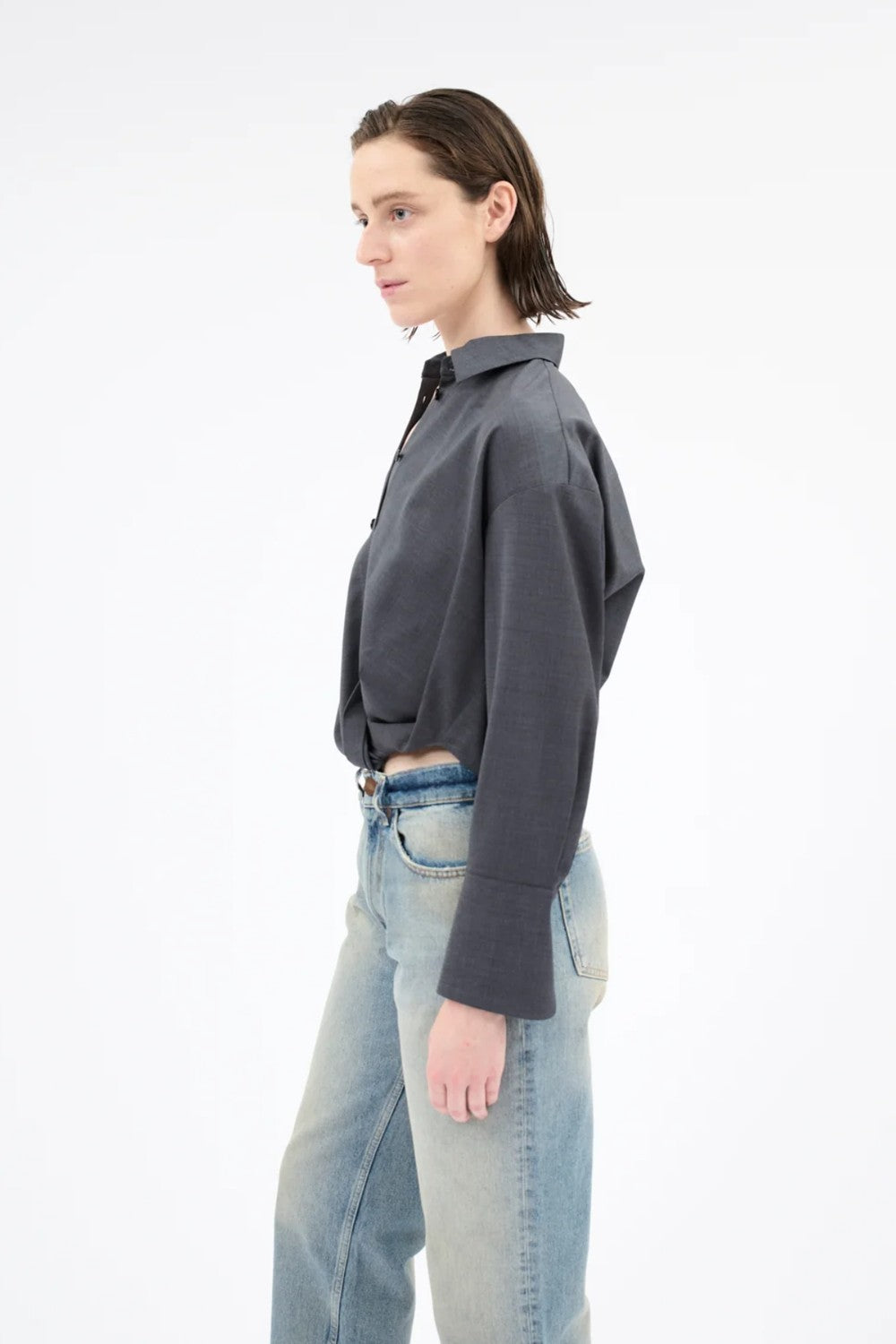 Odeeh Light Oxford Wool Diagonal Shirt