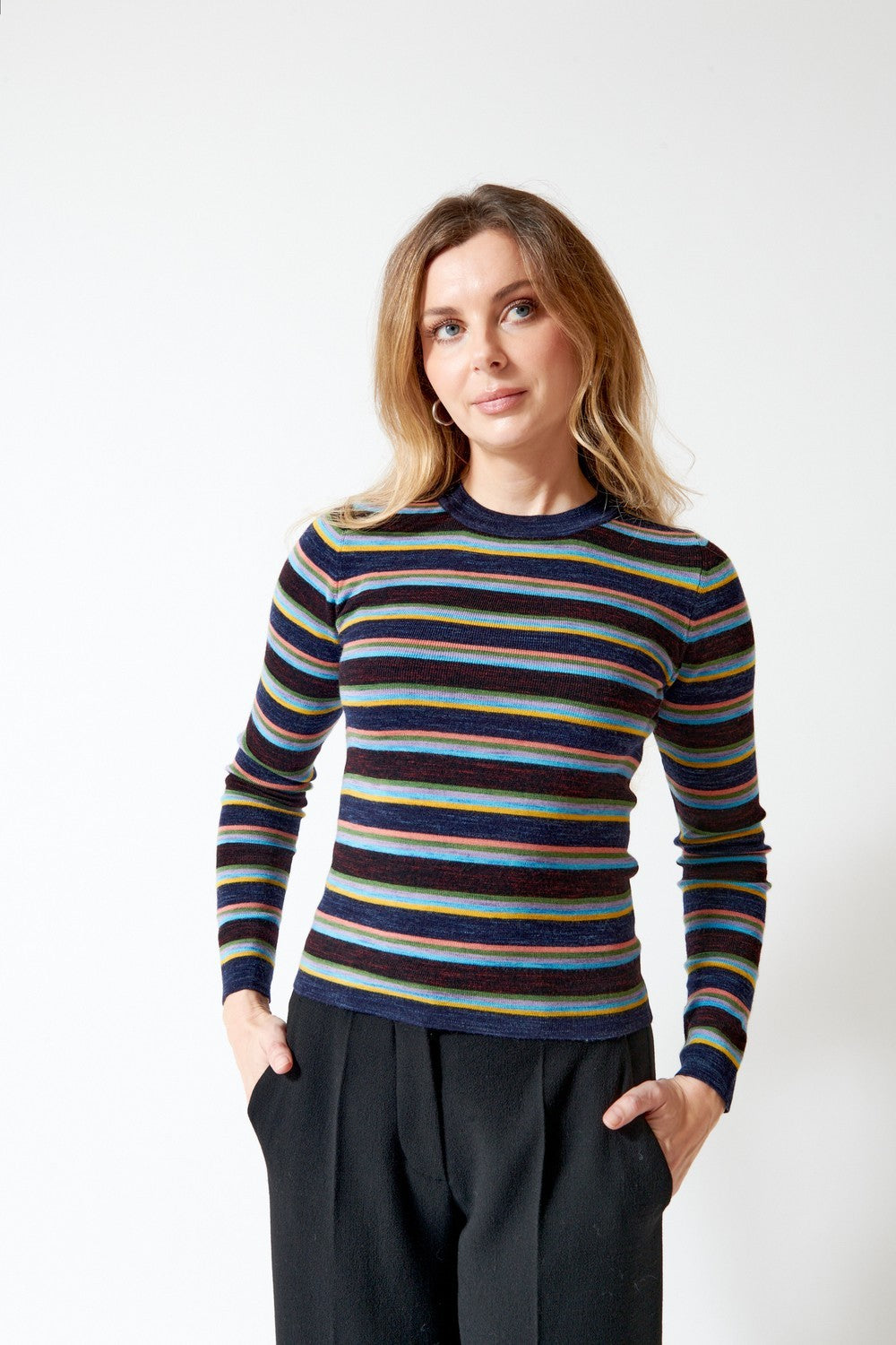Odeeh Multi Stripe Crew Sweater