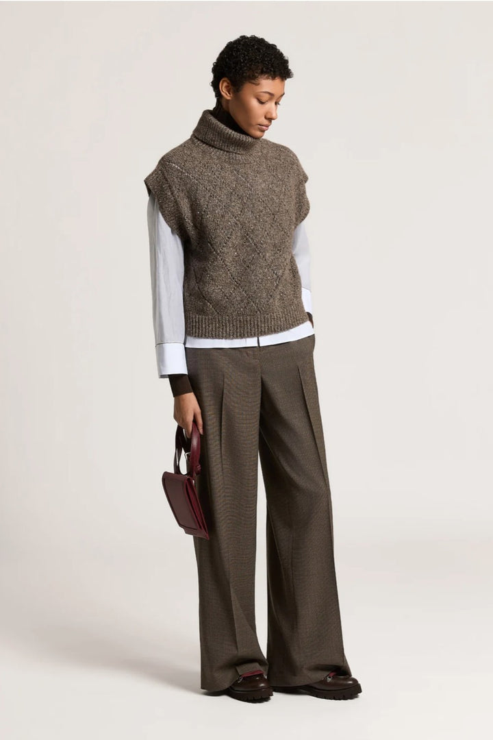 Peserico Stretch Wool Blend Micro Pattern Flannel Pants