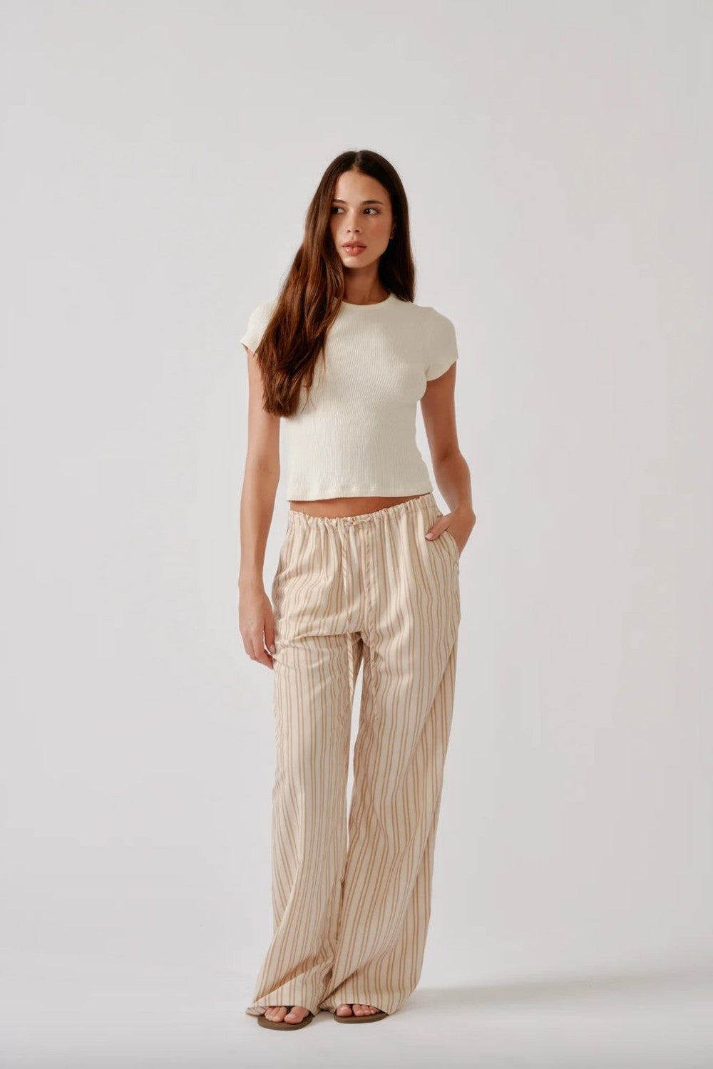 Stripe Gemma Pull On Straight Leg Pant