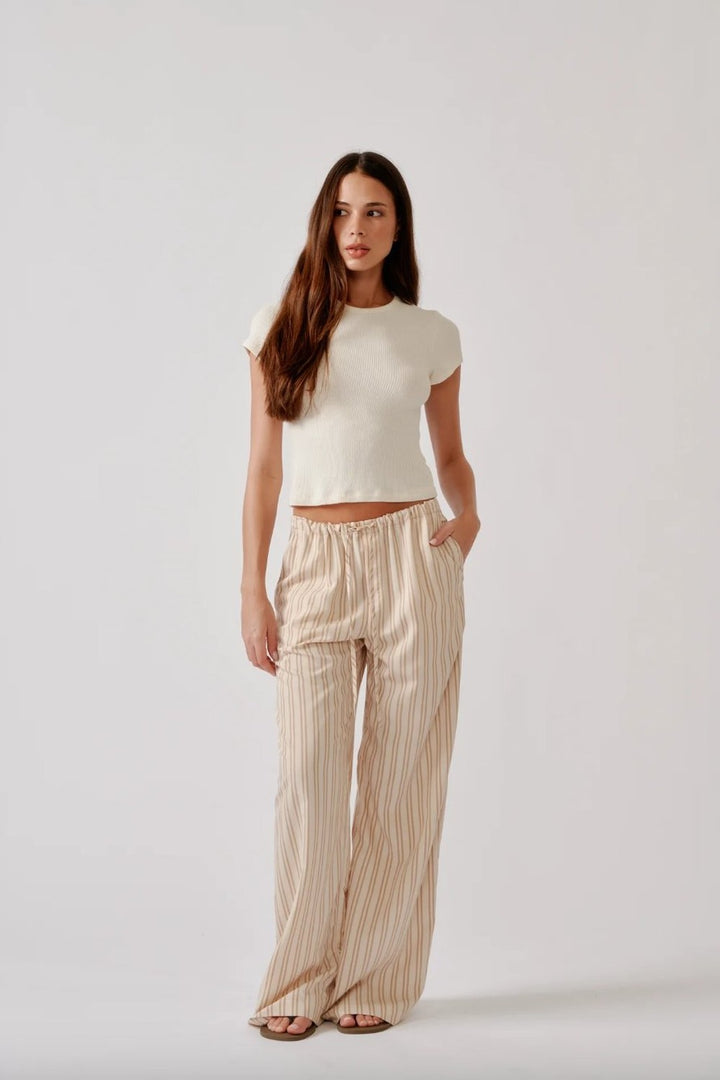 Stripe Gemma Pull On Straight Leg Pant