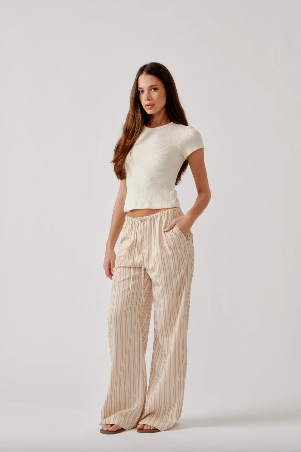 Stripe Gemma Pull On Straight Leg Pant