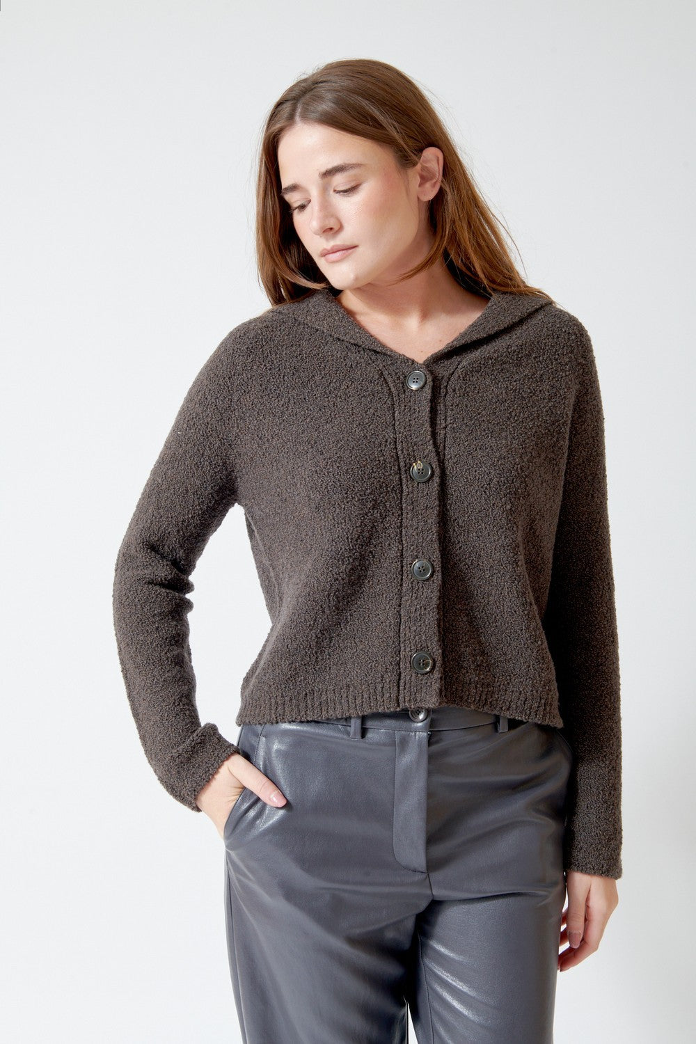 SCAGLIONE High Neck Teddy Cardigan