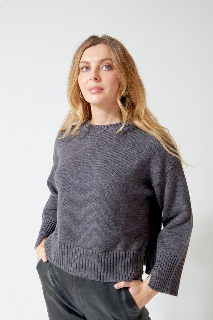 SCAGLIONE Round Neck Boxy Merino Pullover