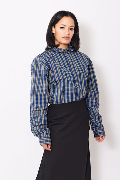 Front of Sofie D'Hoore Blizzard Long Sleeve Shirt With Ruffle Collar being worn by a model