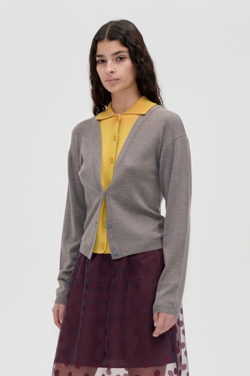 Stine Goya Layered Knit Long Sleeve Cardigan