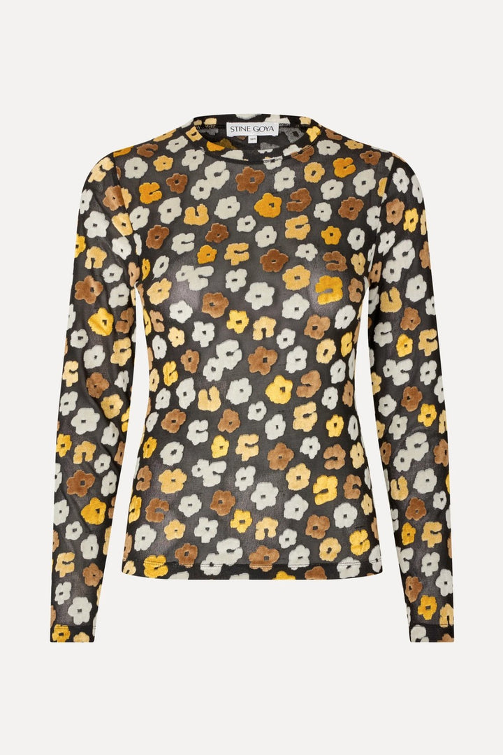 Stine Goya Velvet Devore Long Sleeve Elasticated Top