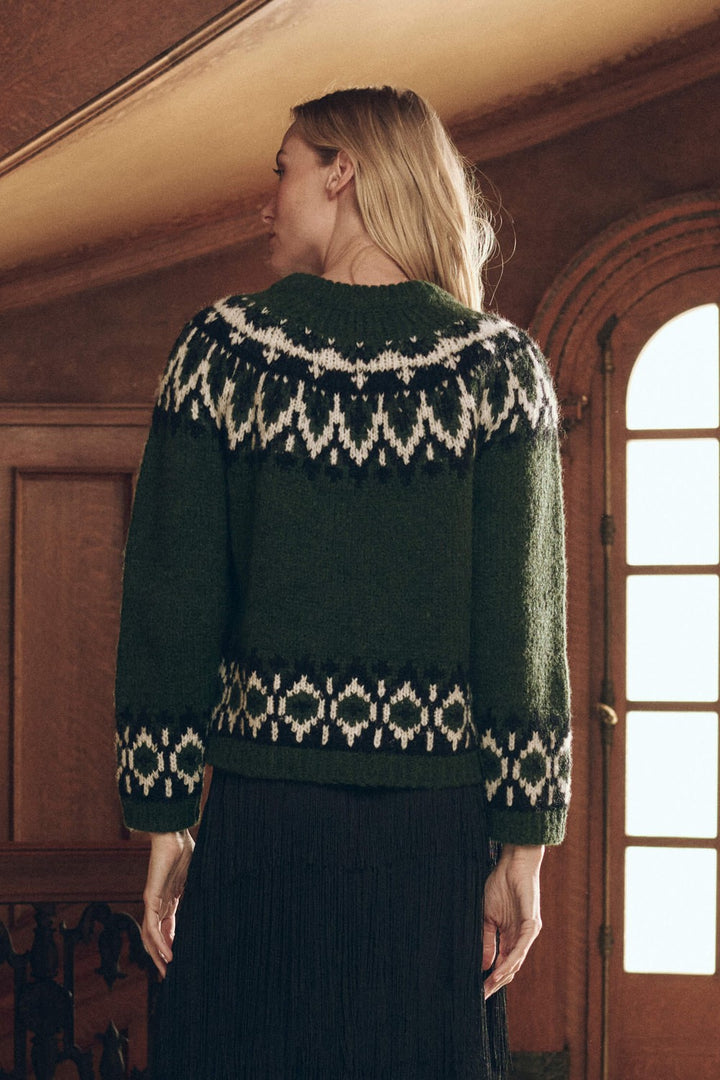 The Great The Arctic Fairisle Pullover in Winter Pine — back view