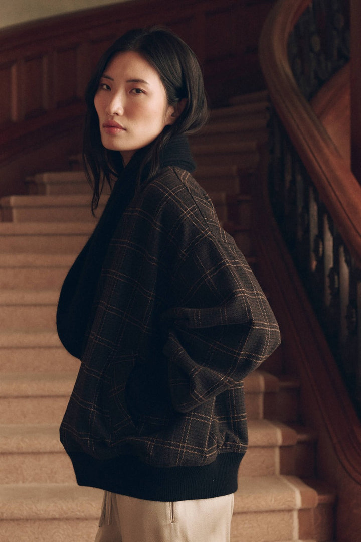The Great The Double Breasted Shawl Collar Coat in Estate Plaid — side view