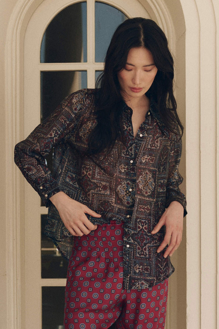 The Great The Theater Top in Heirloom Textile Print — front view