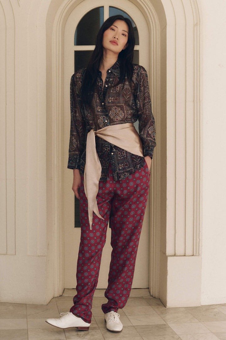 The Great The Theater Top in Heirloom Textile Print — styled