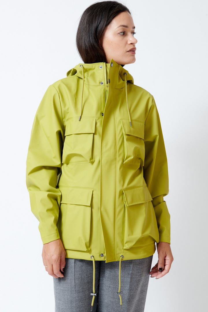 Model wearing Rains Pocket Jacket W3 front view