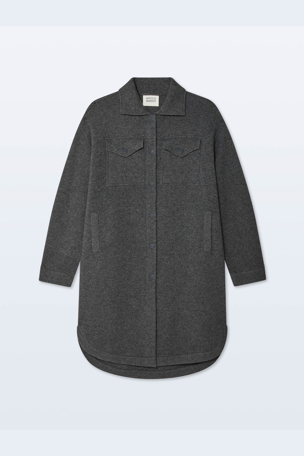 White + Warren Cashmere Blend Fringe Coat, Dark Granite — Grethen House